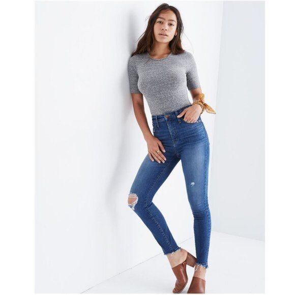MADEWELL Curvy High-Rise Skinny Jeans: Drop Step-Hem Edition - 25 - Picture 1 of 12